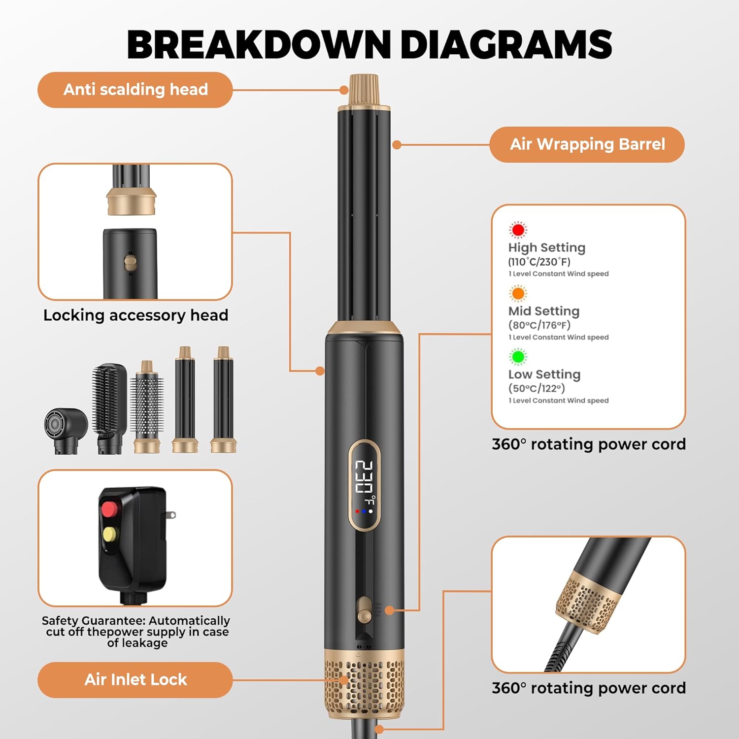 Sikat Pengering Rambut 5 in 1, - Hair Curling Wand ulasan dan harga